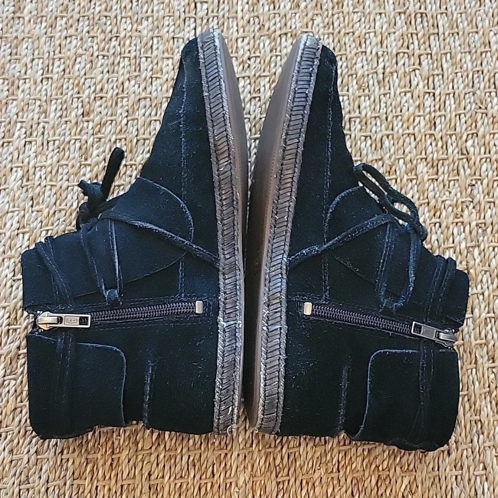 UGG black suede moccasin type boots in size 7 style 1019129